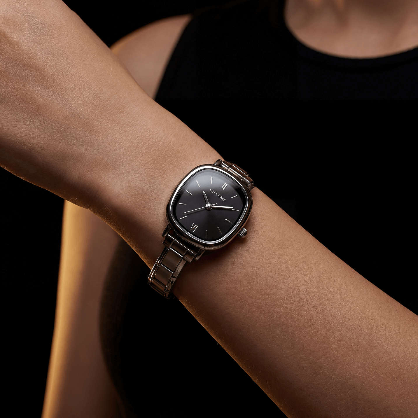 Capri Watch Silver – Black Dial Edition