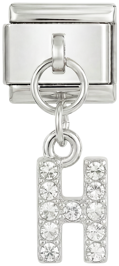 Letter H with stones, Hanging, on Silver - Letter-H-with-stones-hanging-on-silver.png