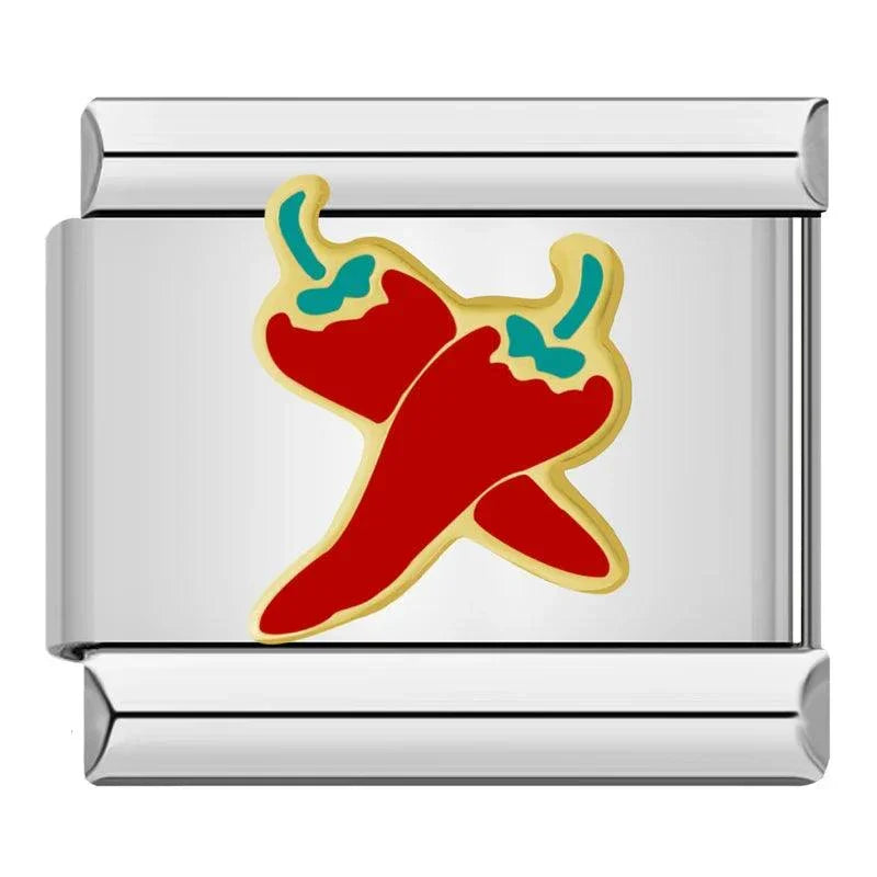 Double Red Pepper, on Silver - Charms Official