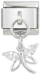 Dragonfly with Crystals on Silver