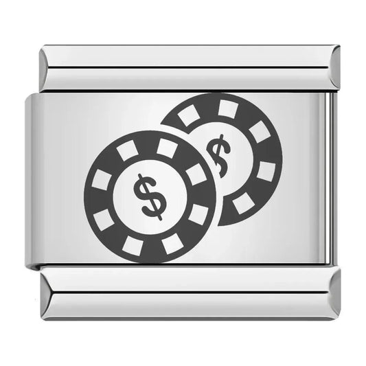 2 Casino Tokens, on Silver - Charms Official