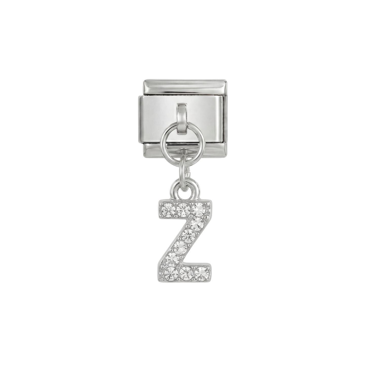 Letter Z with stones, Hanging, on Silver