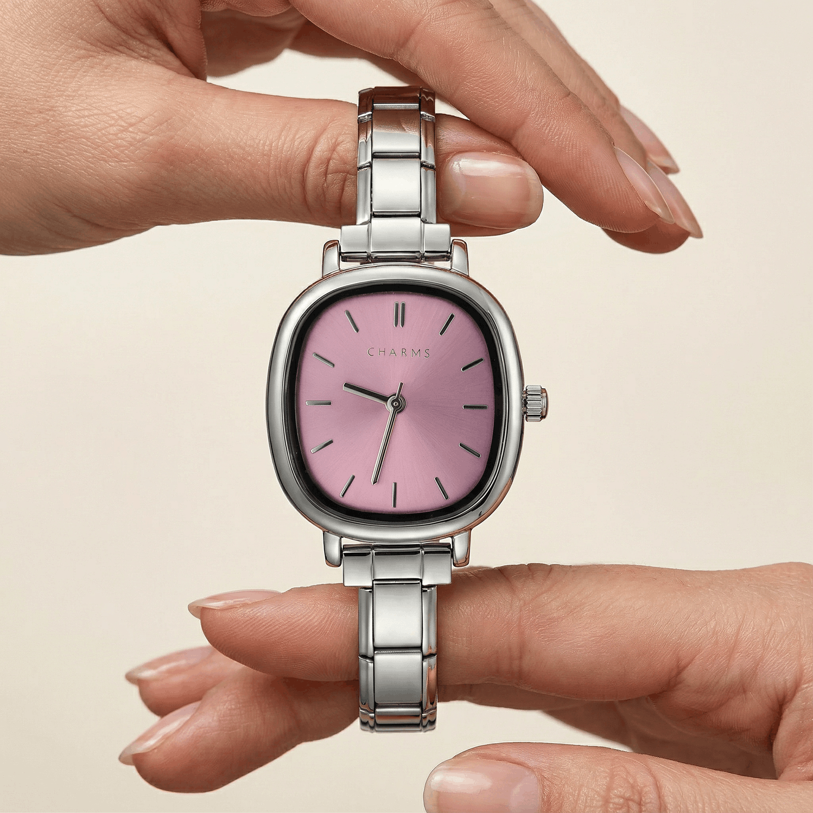 Capri Watch Silver – Pink Dial Edition