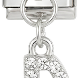 Letter D with stones, Hanging, on Silver - Letter-D-with-stones-hanging-on-silver.png