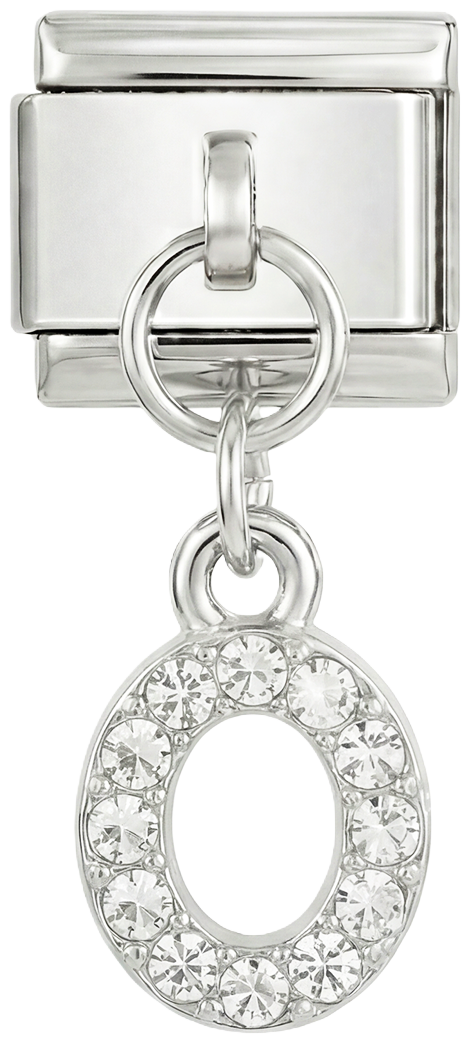 Letter O with stones, Hanging, on Silver - Letter-O-with-stones-hanging-on-silver.png