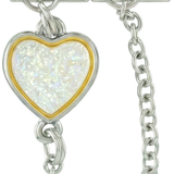 Multicolor Heart, Double Linked Charms, on Silver