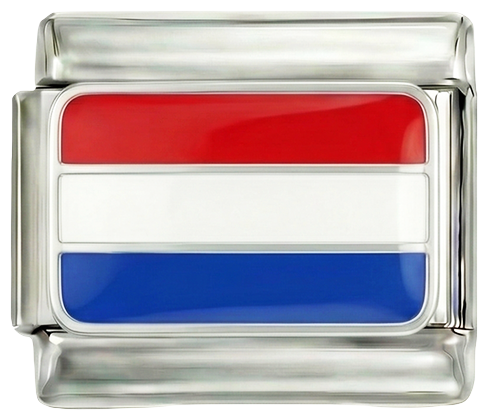 Netherlands Flag, on Silver