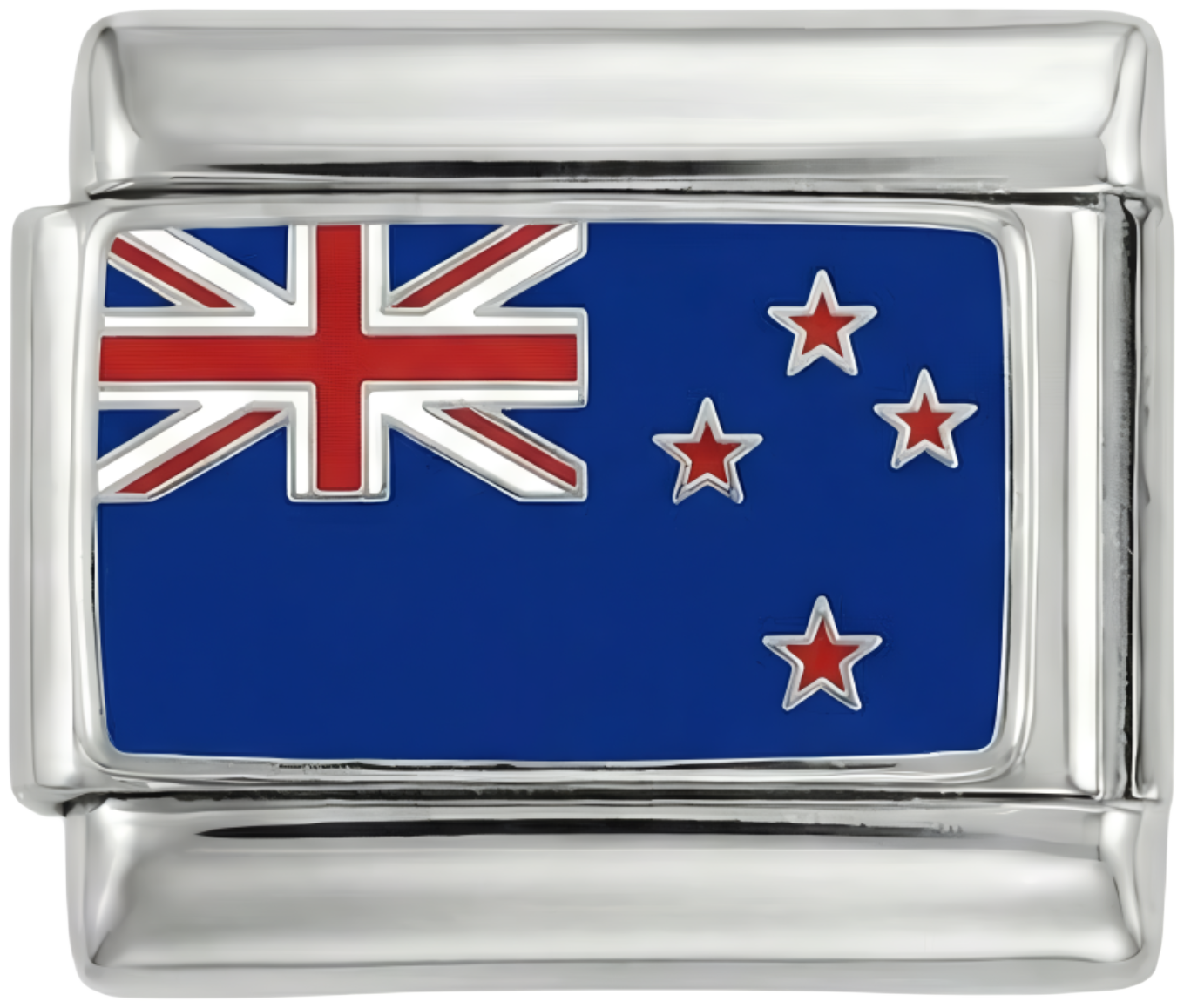 New Zealand Flag, on Silver
