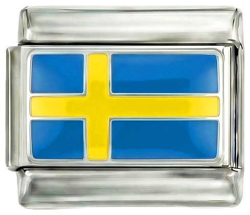 Sweden Flag, on Silver