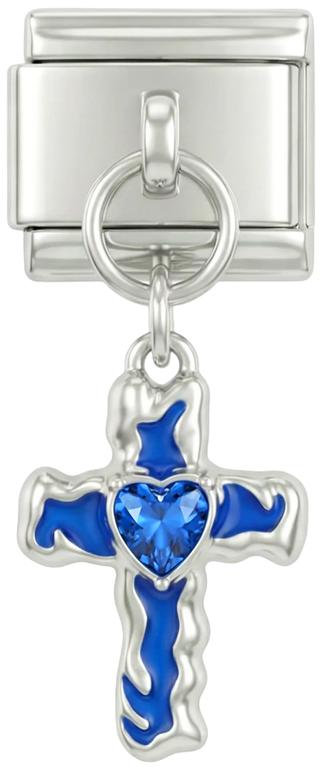 Blue Cross with Heart, on Silver - blue-cross-with-heart-on-silver.png