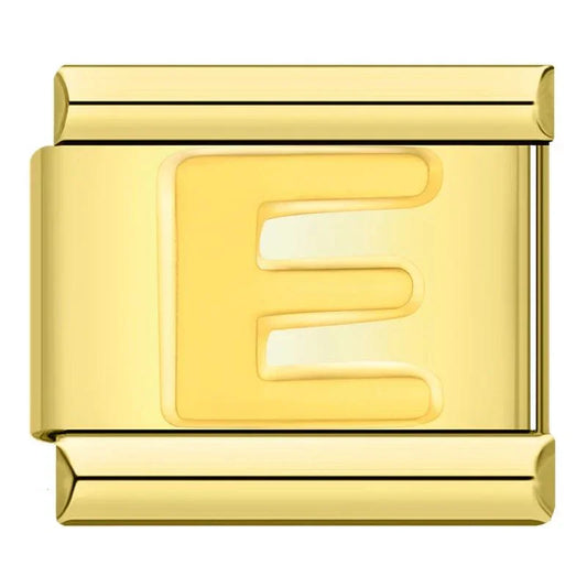 Letter E in Gold, on Gold - Charms Official