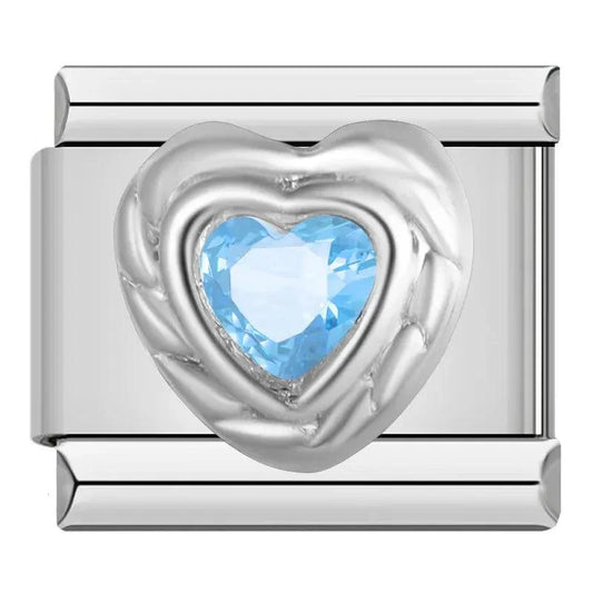 Silver Heart with Large Turquoise Stone, on Silver - Charms Official
